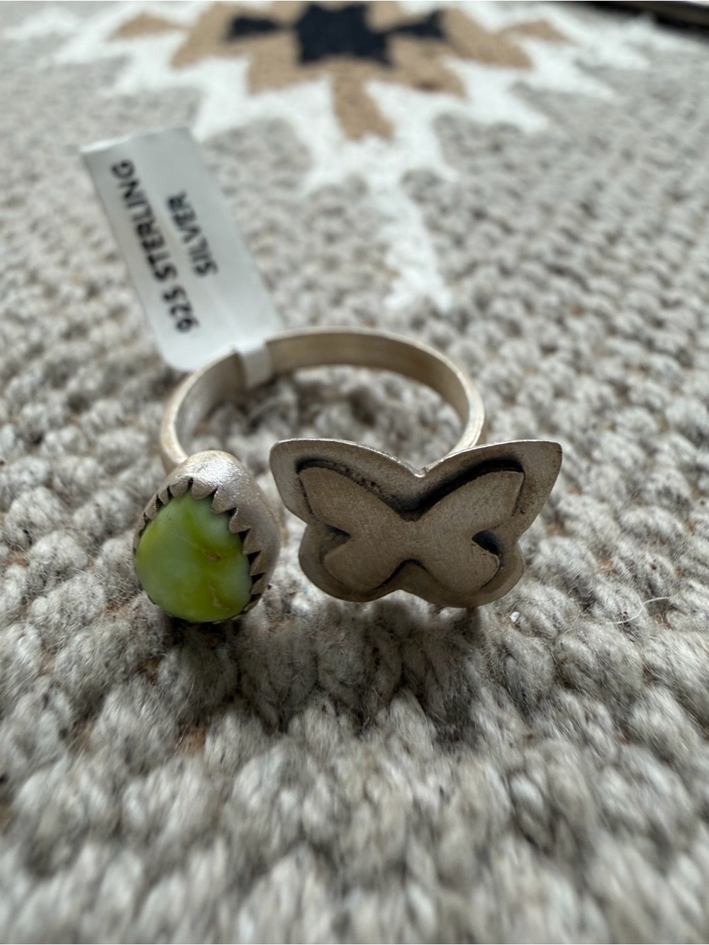 Palomino turquoise sterling silver adjustable butterfly ring